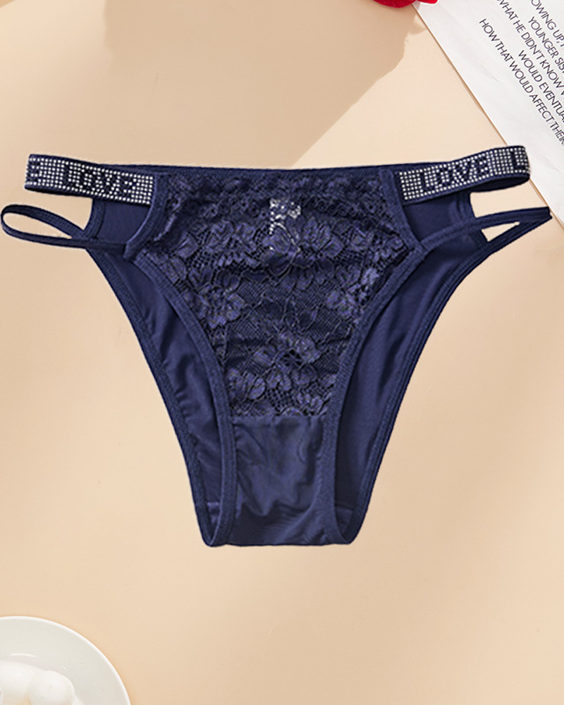 Valentine's Day LOVE Rhinestone Lace Panties