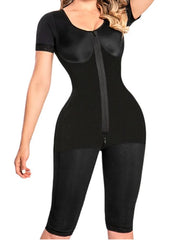 Full Body Flatten Abdomen Body Shaper With Short Sleeves High Waist Slimming Bodysuit