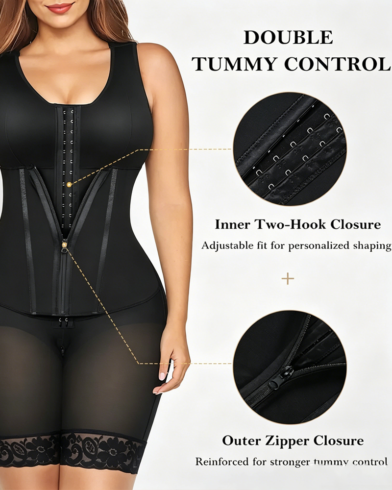 Seamless Double Layer Tummy Control Butt Lifter Shaper with Built-in Bra