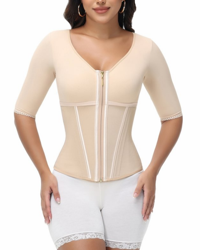 Women's Sleeved Body Sculpting Kit - Waist Cincher with Sleeves & Waist Trainer for Full-Body Contouring