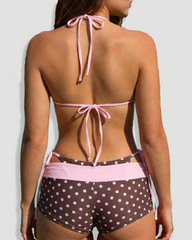 Polka Dot Triangle Bikini Set with Bow Detail