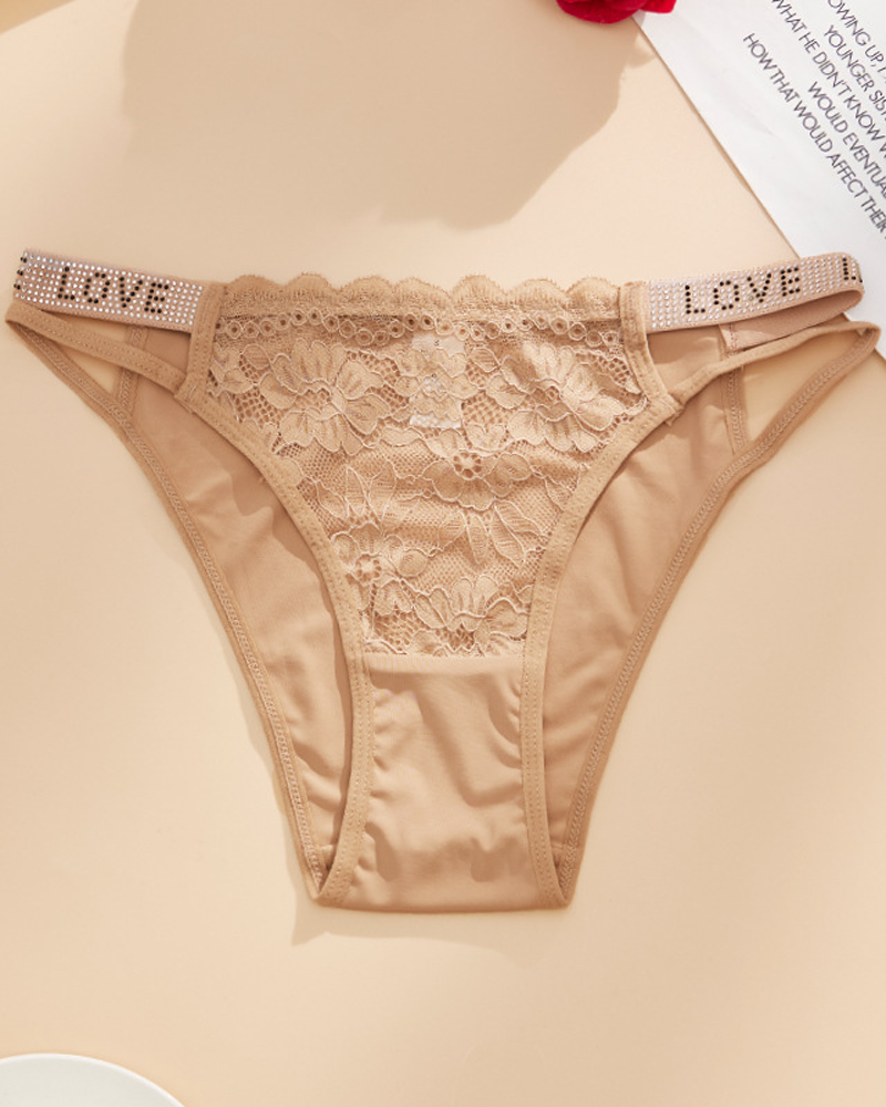 Valentine's Day LOVE Rhinestone Lace Panties