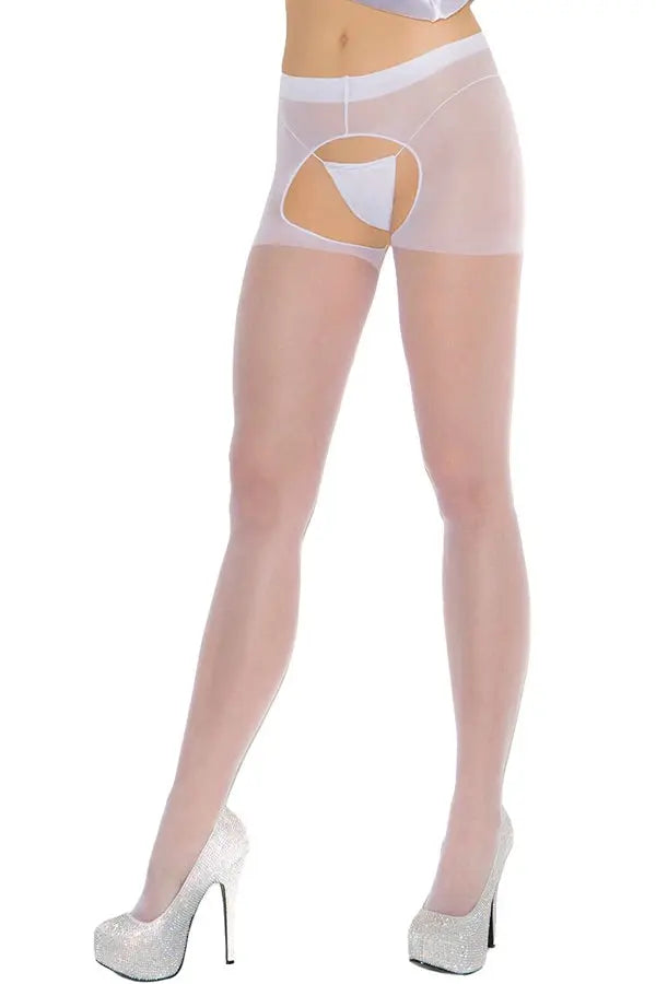 White Sheer & Sexy Crotchless Pantyhose