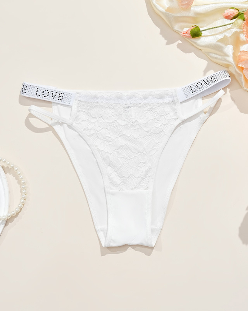 Valentine's Day LOVE Rhinestone Lace Panties