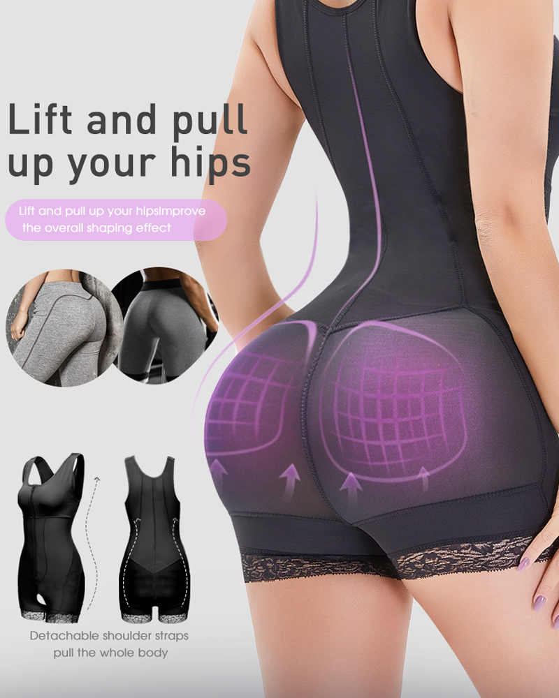 Zipper Tummy Control Shapewear with Bust Lift Butt Lifter