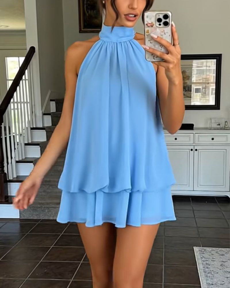 Elegant Chiffon Open-Back Tie Mini Dress