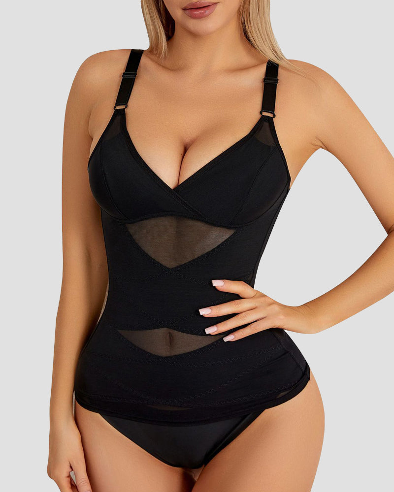 Women Tummy Control Shapewear Compression Tanks Cami Tops V-Neck Camisoles with Built in Bra