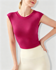 Crisscross Back Shaping Workout Top with Built-In Bra
