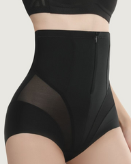 Zipper High-Waist Mesh Tummy Control Butt Lifter Shapewear Shorts