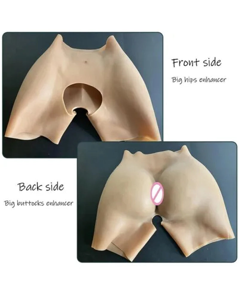 Women's Sexy Silicone Fake Butt Big Hip Enhancer Pads Shapewear Panties Open Crotch Silicone Body Shaper Pants with Three-Year Service Life