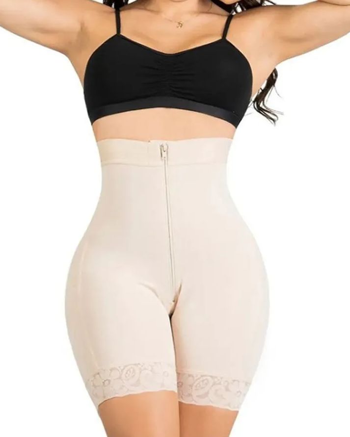 Womens High Waisted Butt Lifter Body Shaper Zipper Butt Pads Seamless Hip Enhancer Shorts