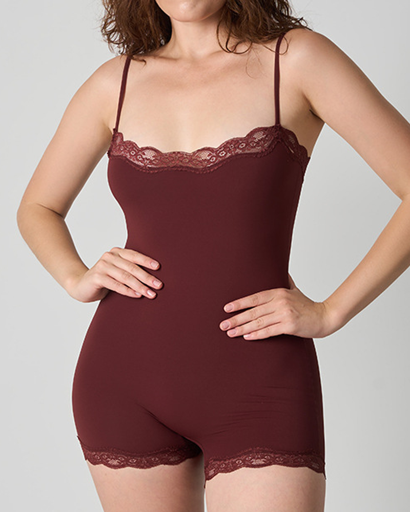 Heart-Patterned Floral Lace Bodysuit For Valentine's Day