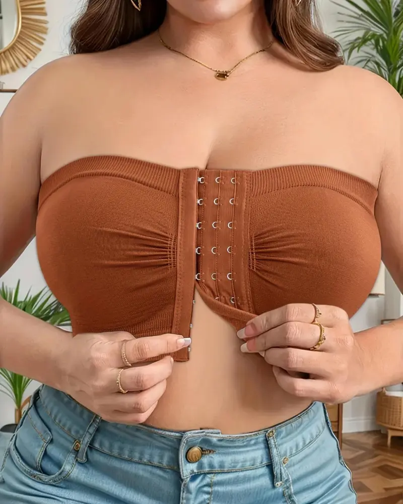 Strapless Bandeau Bra With Front Hook Closure Casual Comfort Breathable