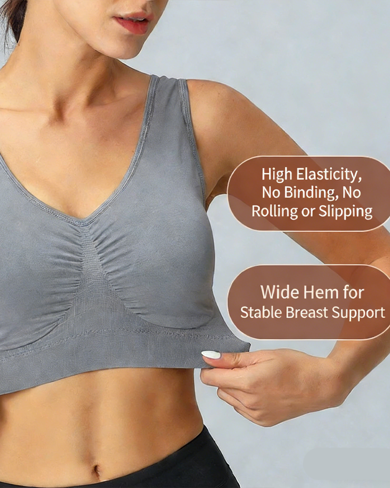 Wire-Free Plus-Size Sports Double-Layer Bra