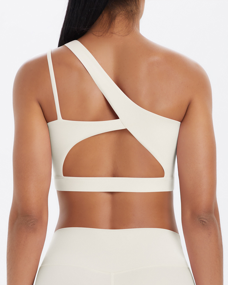Asymmetrical One-Shoulder Backless Sports Bra