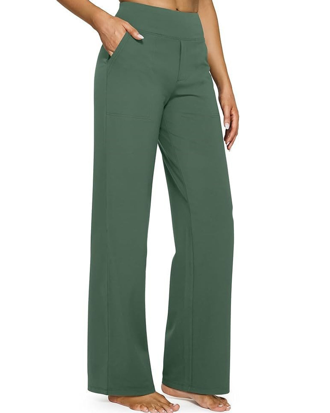 Casual High-Waisted Straight-Leg Yoga Pants with Loose Pockets | Comfort Fit
