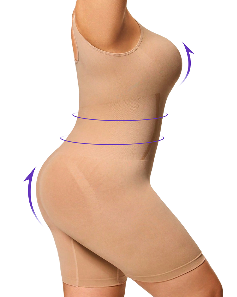 Plus Size Open Crotch Bodysuit With Tummy Control And Waist Shaping