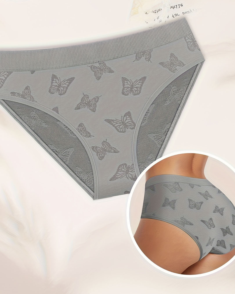 Butterfly Jacquard Breathable Seamless Tummy Control Butt Lifter Underwear