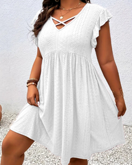 Hollow Out V Neck Bohemian Maxi Dress Casual Holiday Sundress