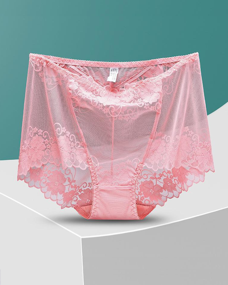Lace High-Waisted Seamless Breathable Panties