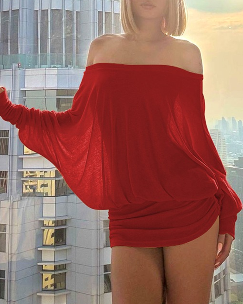 Off-Shoulder Ruched Bodycon Mini Dress