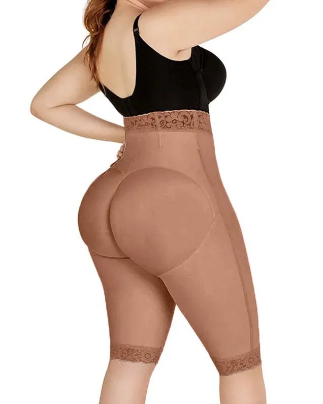 Double Compression High-Waisted Butt Lifting Shorts Knee Short And Lift Buttoks