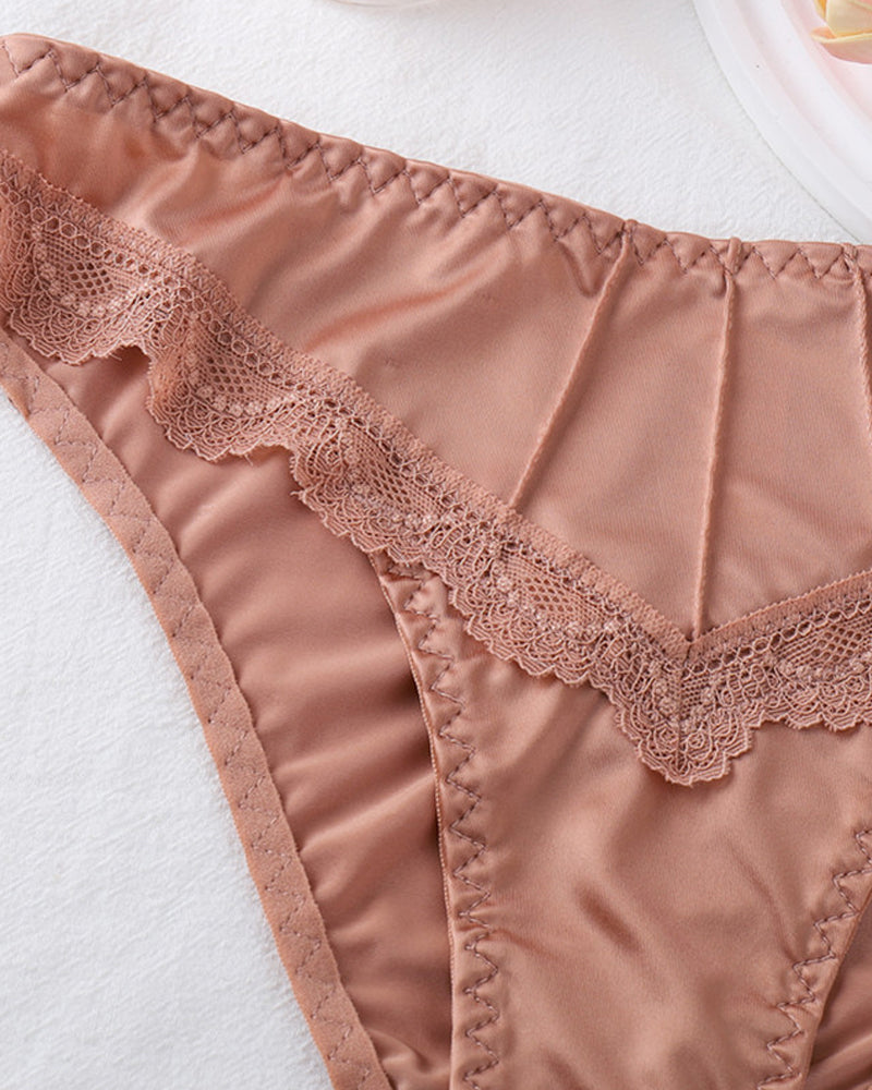 One-Piece Satin Seamless Cotton Crotch Briefs