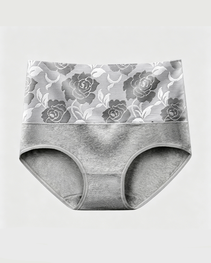 Floral Pattern Cotton High-Waist High-Elastic Tummy Control & Butt Lifting Panties