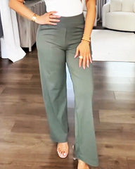 Casual High-Waisted Straight-Leg Yoga Pants with Loose Pockets | Comfort Fit