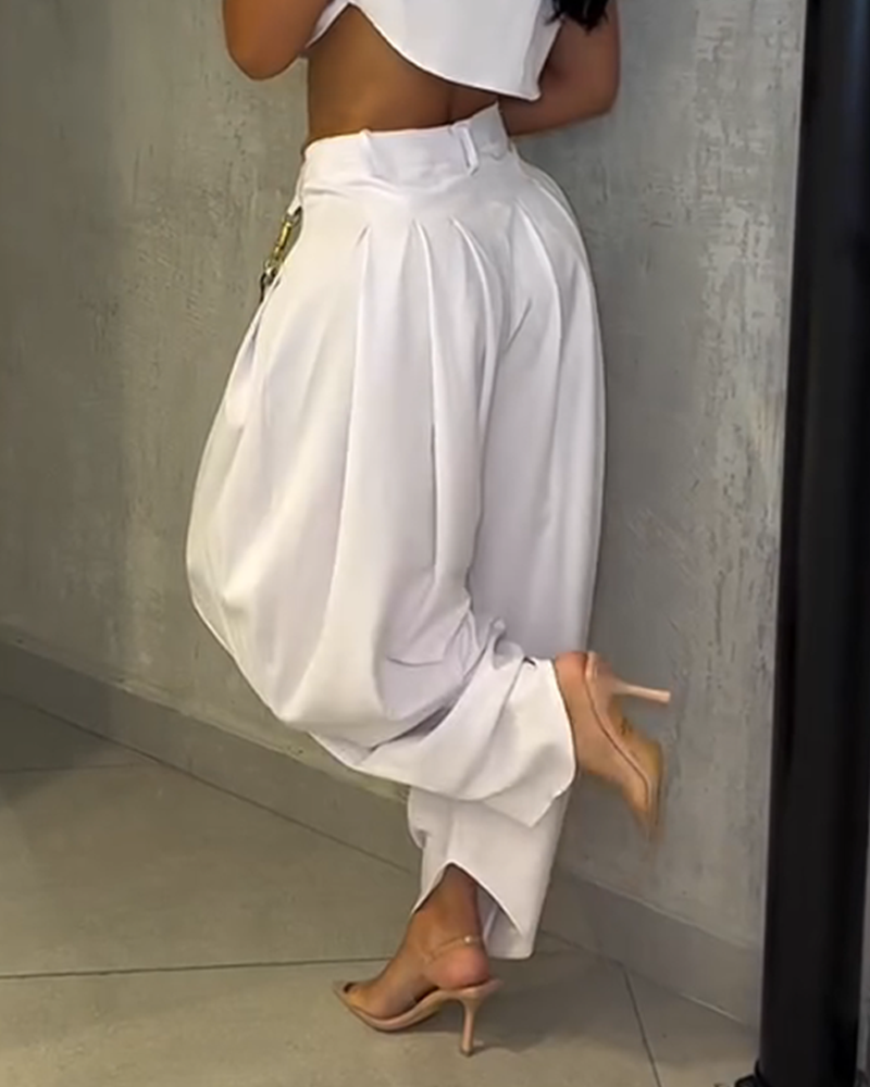 Casual High-Waist Wide-Leg Pants
