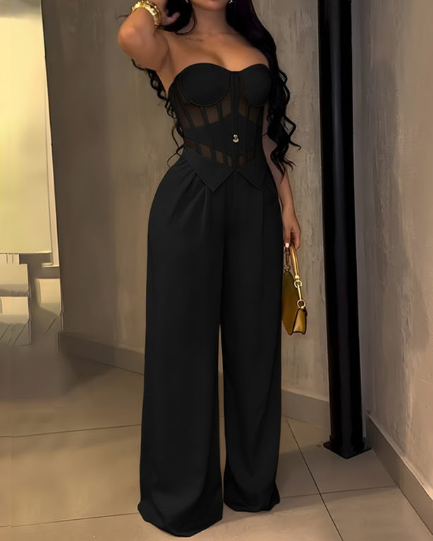 Bandeau Slimming Fit Casual Wide-Leg Jumpsuit