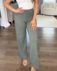 Casual High-Waisted Straight-Leg Yoga Pants with Loose Pockets | Comfort Fit