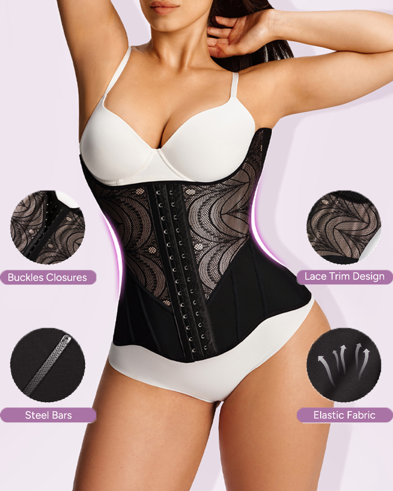 Lace Panel Waist Trainer â€?Premium Hourglass Shaper