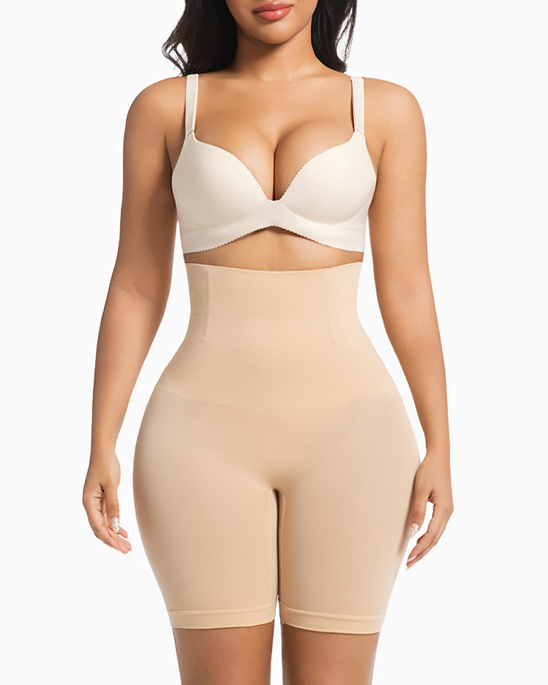 Women's High-Waisted Slim-Fit Shorts Seamless High-Waisted Hip-Lifting Waist-Cinching Tummy-Control Pants