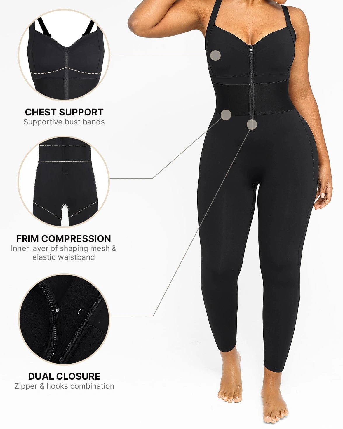 Women's Adjustable Straps Tummy Control Shaping Jumpsuit