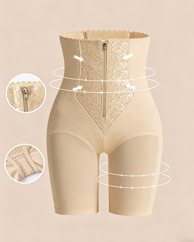 High Waist Zipper Tummy Control Shapewear Shorts