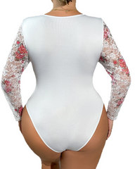 Floral Lace Slimming Long Sleeve Bodysuit