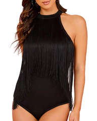 Halter Neck Fringe Bodysuit