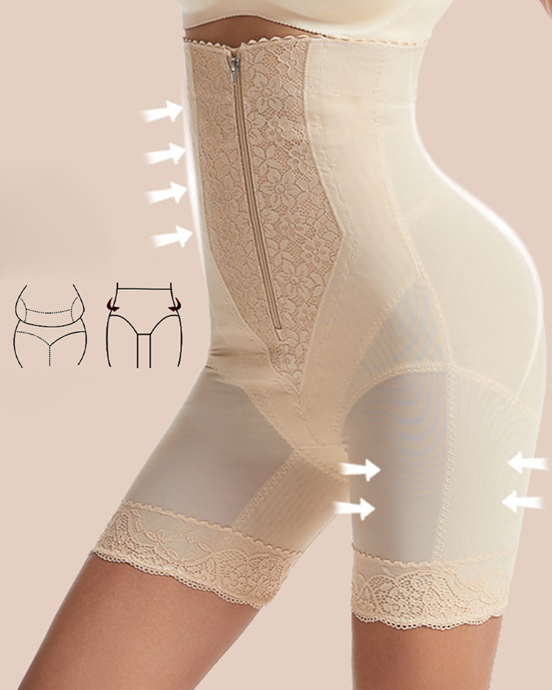 High Waist Zipper Tummy Control Shapewear Shorts