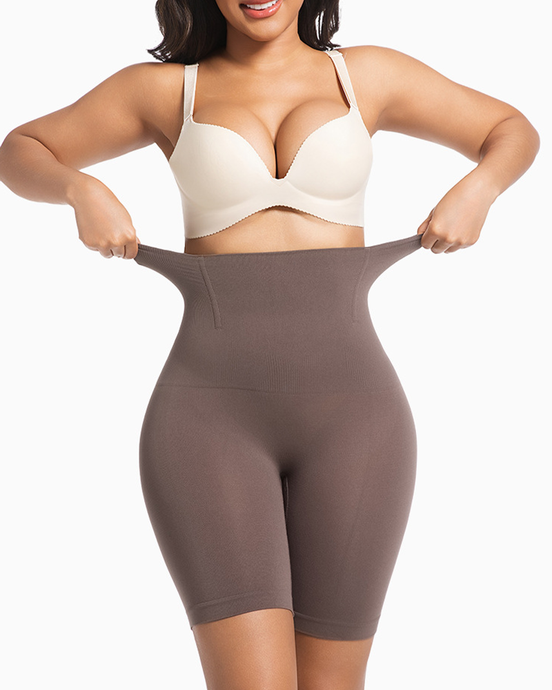 Women's High-Waisted Slim-Fit Shorts Seamless High-Waisted Hip-Lifting Waist-Cinching Tummy-Control Pants