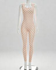 Slim Fit Polka Dot Open Back Sleeveless Bodycon Jumpsuit