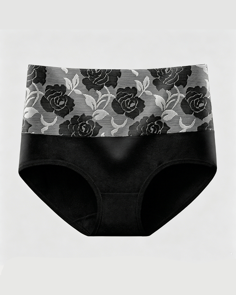 Floral Pattern Cotton High-Waist High-Elastic Tummy Control & Butt Lifting Panties