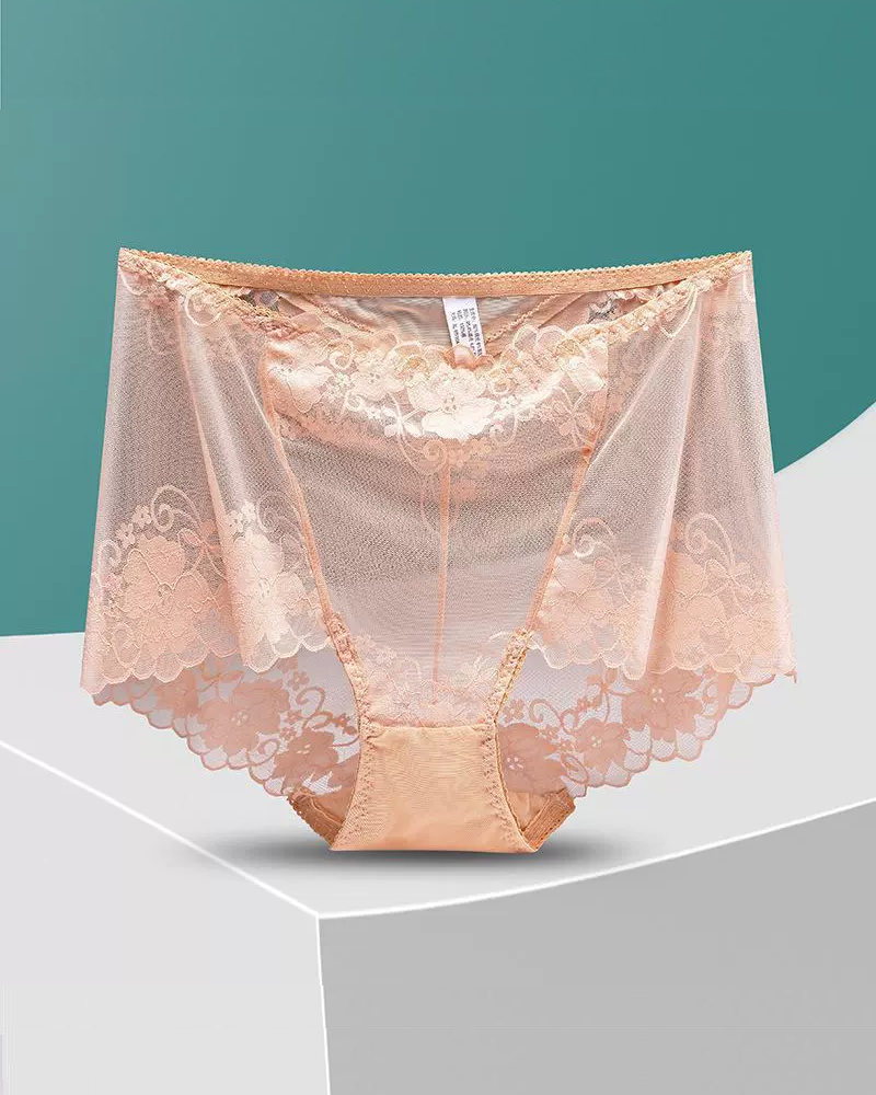 Lace High-Waisted Seamless Breathable Panties