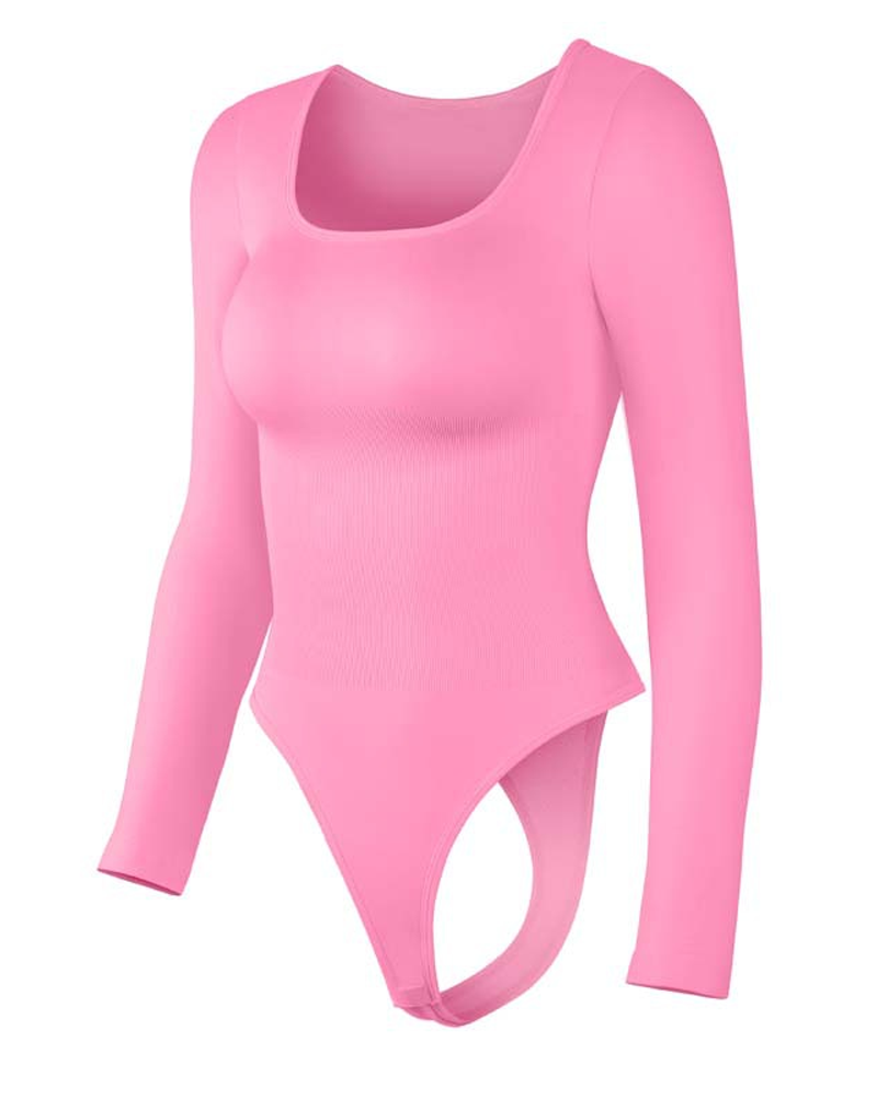 Long-Sleeved Square Neck Slim Waist Bodysuit