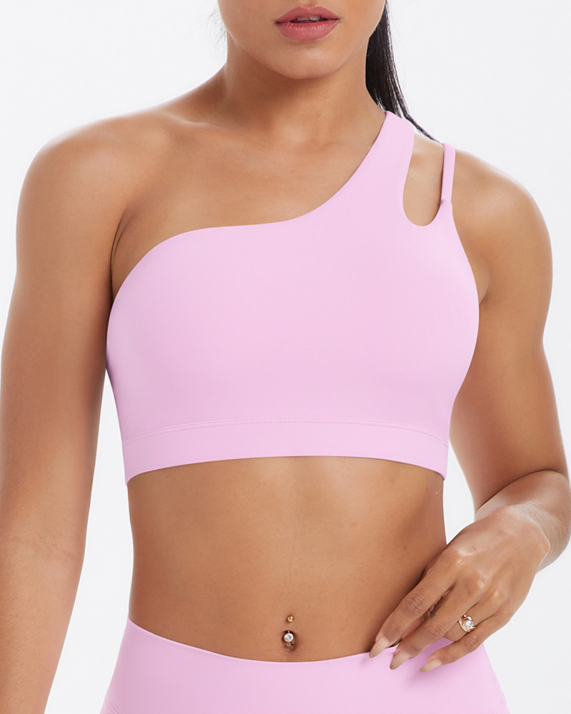 Asymmetrical One-Shoulder Backless Sports Bra