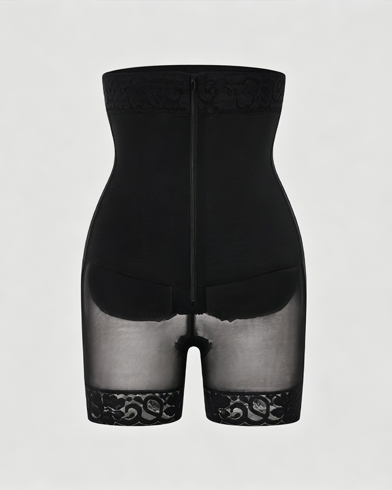 High Waist Hook & Eye Zipper Butt Lifter Shapewear Shorts