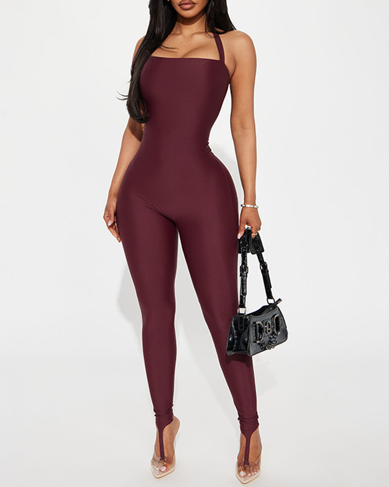Halter Square Neck Bodycon Jumpsuit