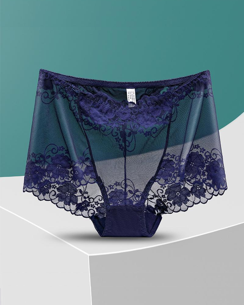 Lace High-Waisted Seamless Breathable Panties