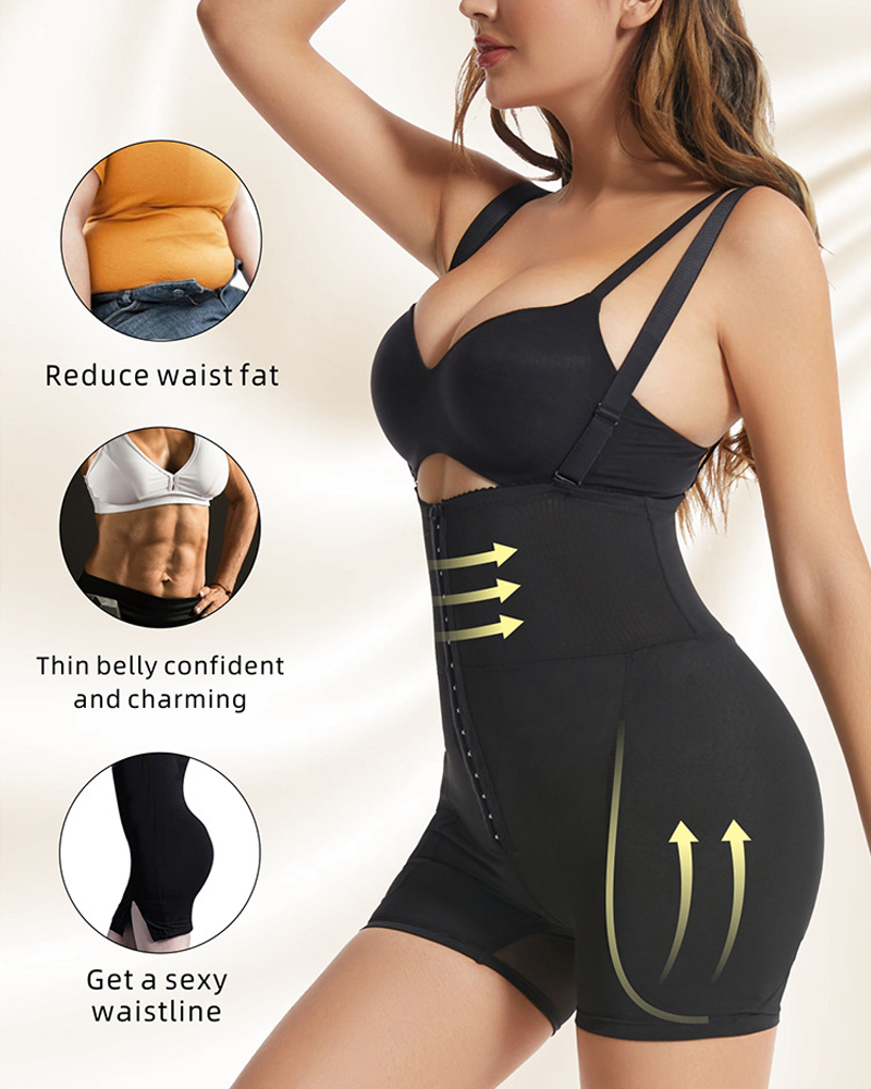 Tummy Control Waist Shaping And Hip Shaping Shorts With Sponge Padding And Shoulder Straps