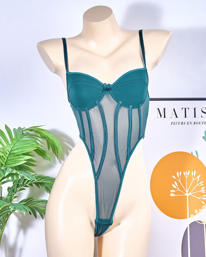 Mesh-Paneled Bodysuit With Underwire